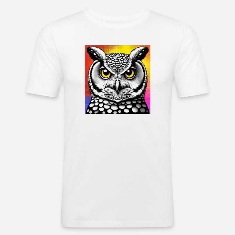 Eule - Männer Slim Fit T-Shirt - Weiß