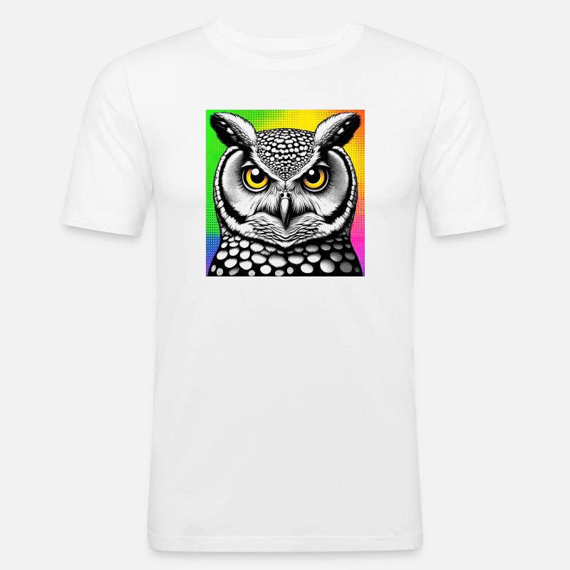 Eule - Männer Slim Fit T-Shirt - Weiß