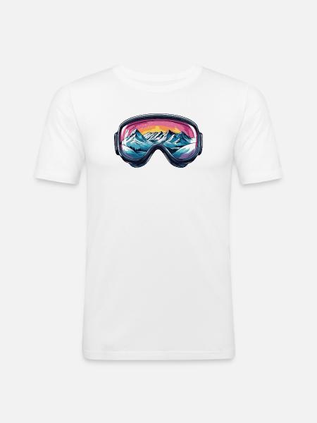 Skibrille Berge Ski - Männer Slim Fit T-Shirt - Weiß