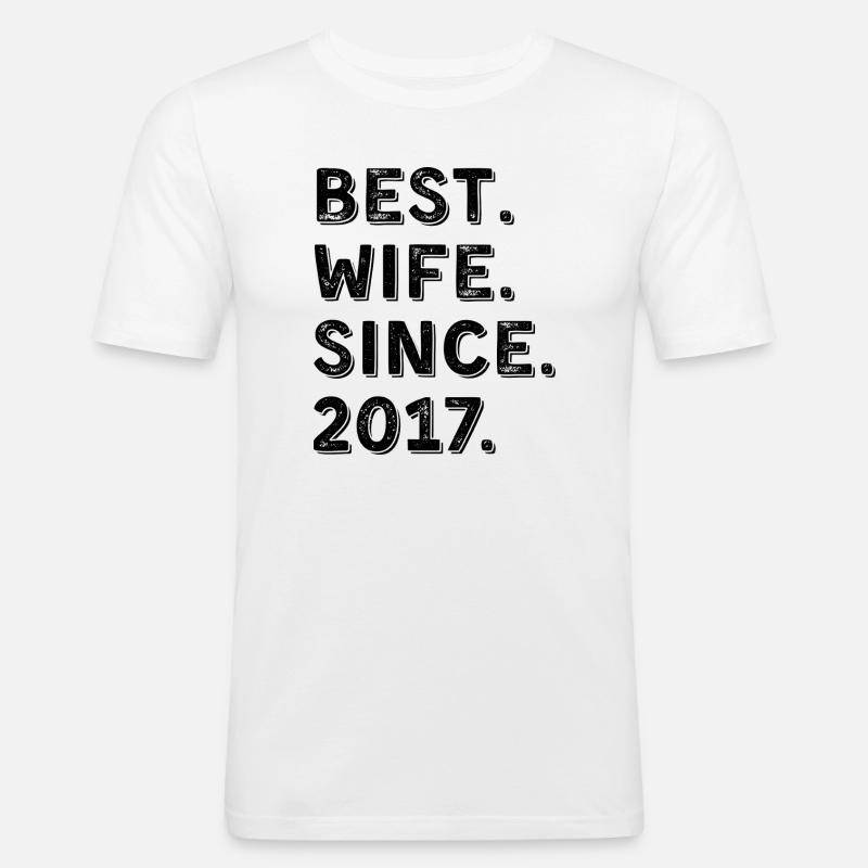 Beste Ehefrau seit 2017 9-jähriges Jubiläumsgeschenk - Männer Slim Fit T-Shirt - Weiß