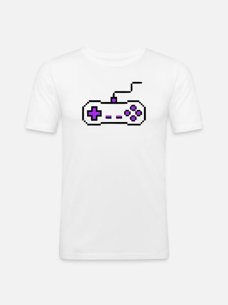 Retro Gamepad Controller Gamer - Men's Slim Fit T-Shirt - white