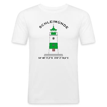 Leuchtturm Schleimünde - Segeln Nordsee Ostsee - Männer Slim Fit T-Shirt - Weiß - Vorne - Nik (191cm)