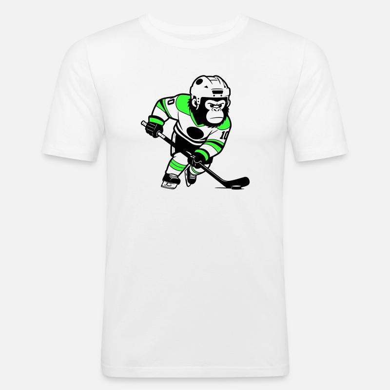 Eishockey-Gorilla - Männer Slim Fit T-Shirt - Weiß