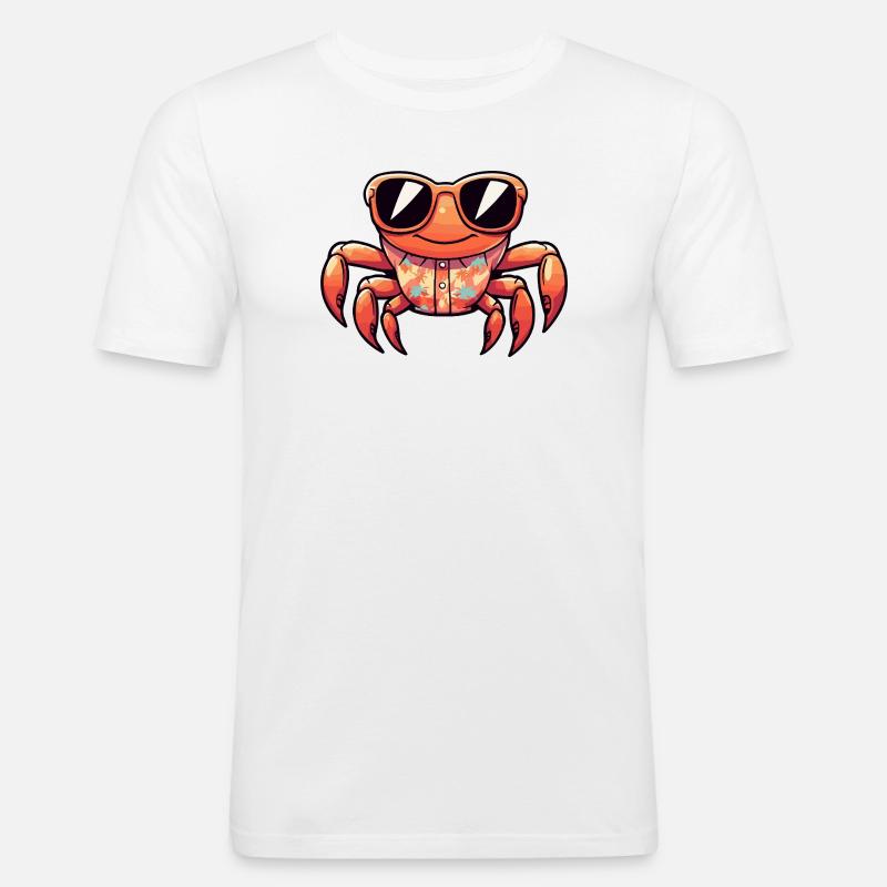 Krebs Krabbe Comic Urlaub - Männer Slim Fit T-Shirt - Weiß