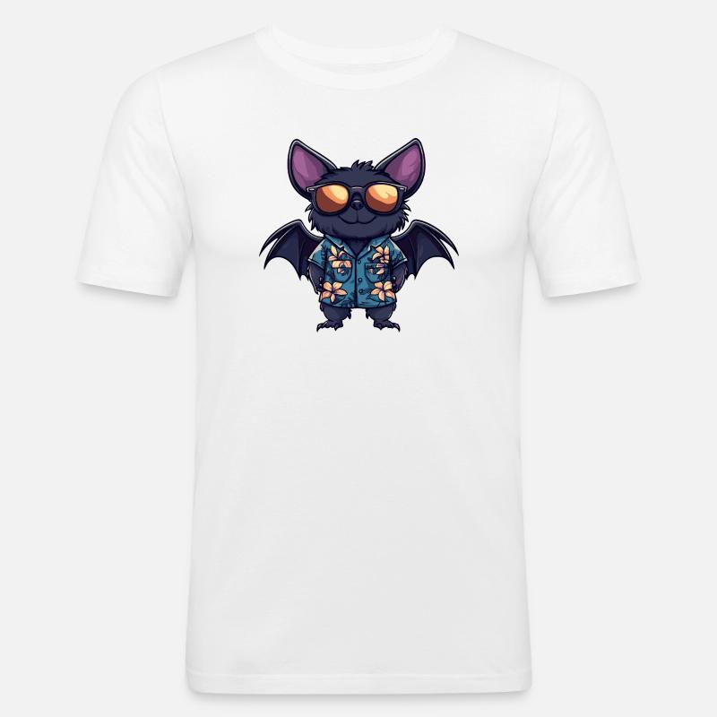 Fledermaus Comic Urlaub - Männer Slim Fit T-Shirt - Weiß