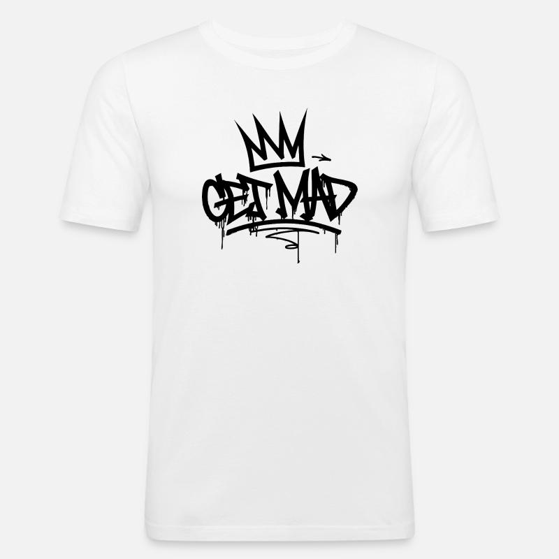 Gamma Crown Graffiti-Logo Werde wütend - Männer Slim Fit T-Shirt - Weiß
