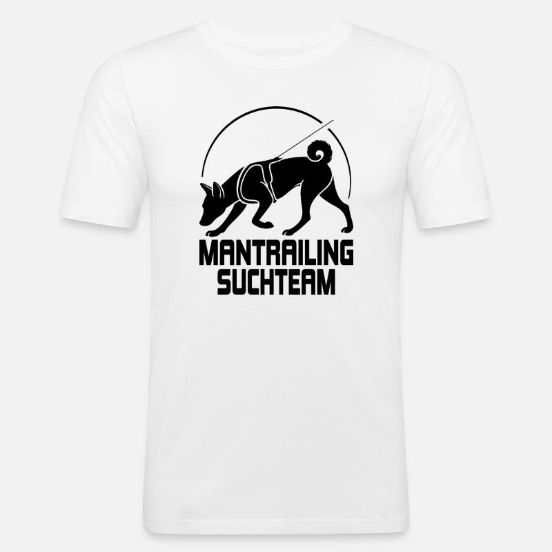 Basenji Mantrailing Suchteam Hunde Wilsigns - Männer Slim Fit T-Shirt - Weiß
