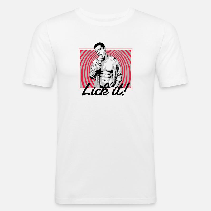 Retro Pop Art: Eiscreme Pose - Männer Slim Fit T-Shirt - Weiß