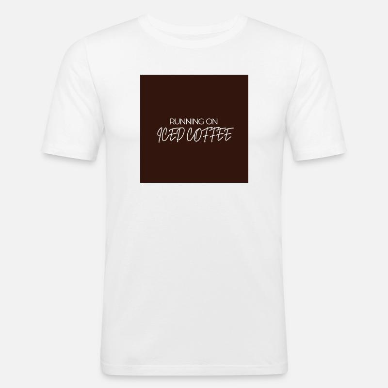 "LAUFEN AUF EISKAFFEE" Grafik-T-Design - Männer Slim Fit T-Shirt - Weiß