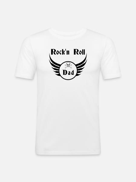Dad Rock and Roll Skull Wings - Men's Slim Fit T-Shirt - white