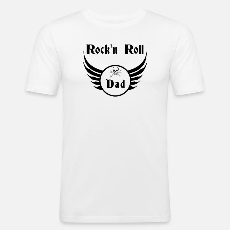 Dad Rock and Roll Skull Wings - Männer Slim Fit T-Shirt - Weiß