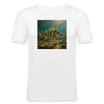 Perch in sunlight underwater - Men's Slim Fit T-Shirt - white - Front - Nik (191cm)