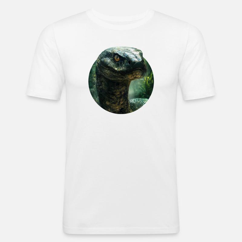 Schlangendesign - Männer Slim Fit T-Shirt - Weiß