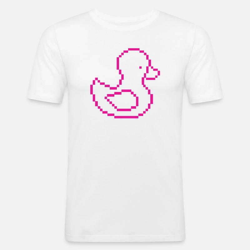 Pixel Duck Pink Pattern - Men's Slim Fit T-Shirt - white