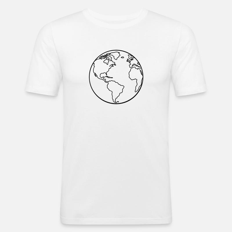 Erdumriss - Männer Slim Fit T-Shirt - Weiß