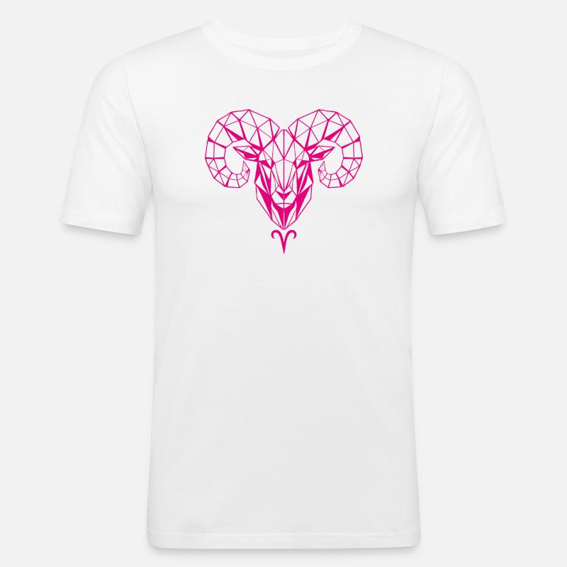 Geometrischer PinkWidder Kopf - Männer Slim Fit T-Shirt - Weiß