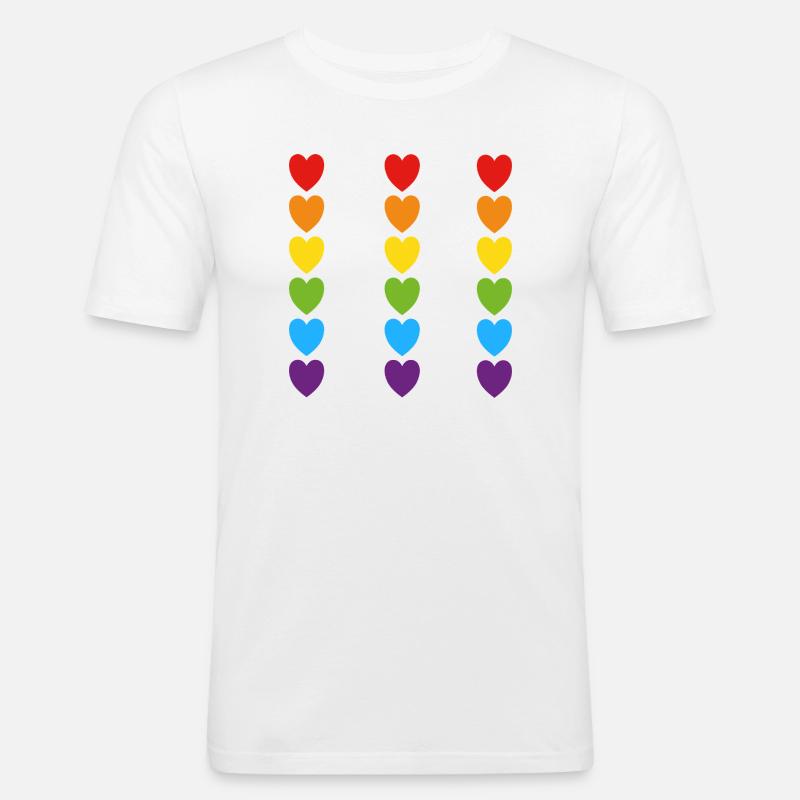 Pride Rainbow Hearts - Men's Slim Fit T-Shirt - white