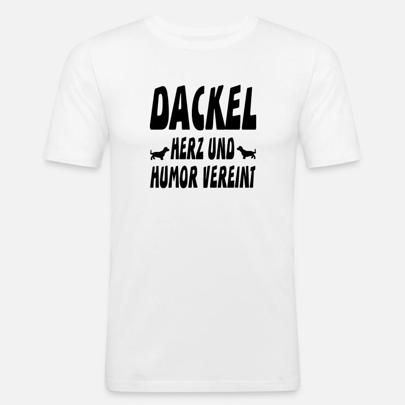 Dackel - Männer Slim Fit T-Shirt - Weiß