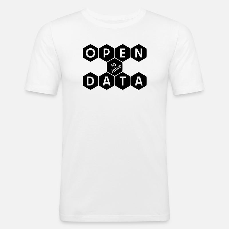 Open Data 10 Jahre Jubiläum (dunkel) - Männer Slim Fit T-Shirt - Weiß
