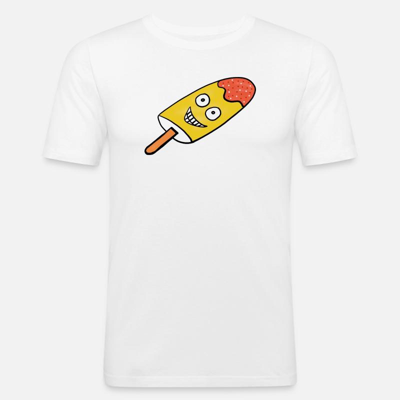 Fröhliches Zitronen-Eis Eiskrem Kinder  - Männer Slim Fit T-Shirt - Weiß