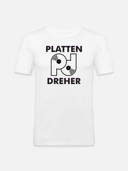 Plate turner logo with lettering - Men's Slim Fit T-Shirt - white