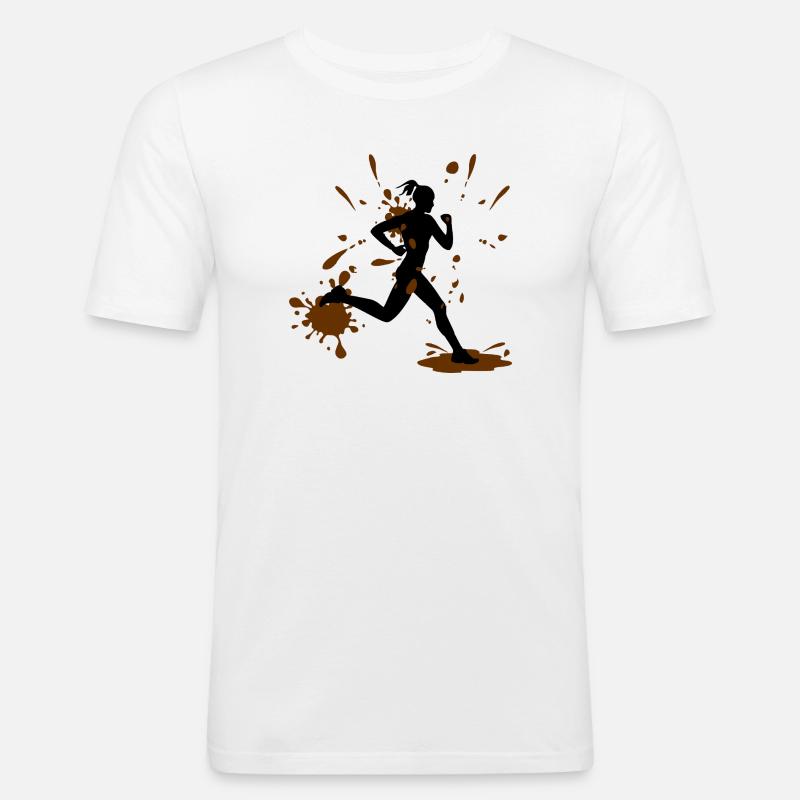 Mud Run Woman – Modder Runner Challenge - Männer Slim Fit T-Shirt - Weiß
