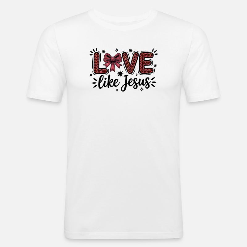 Love Like Jesus Heart Scripture Bow - Men's Slim Fit T-Shirt - white
