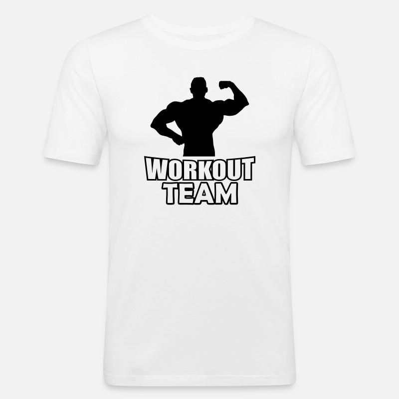 workout_team- - Männer Slim Fit T-Shirt - Weiß