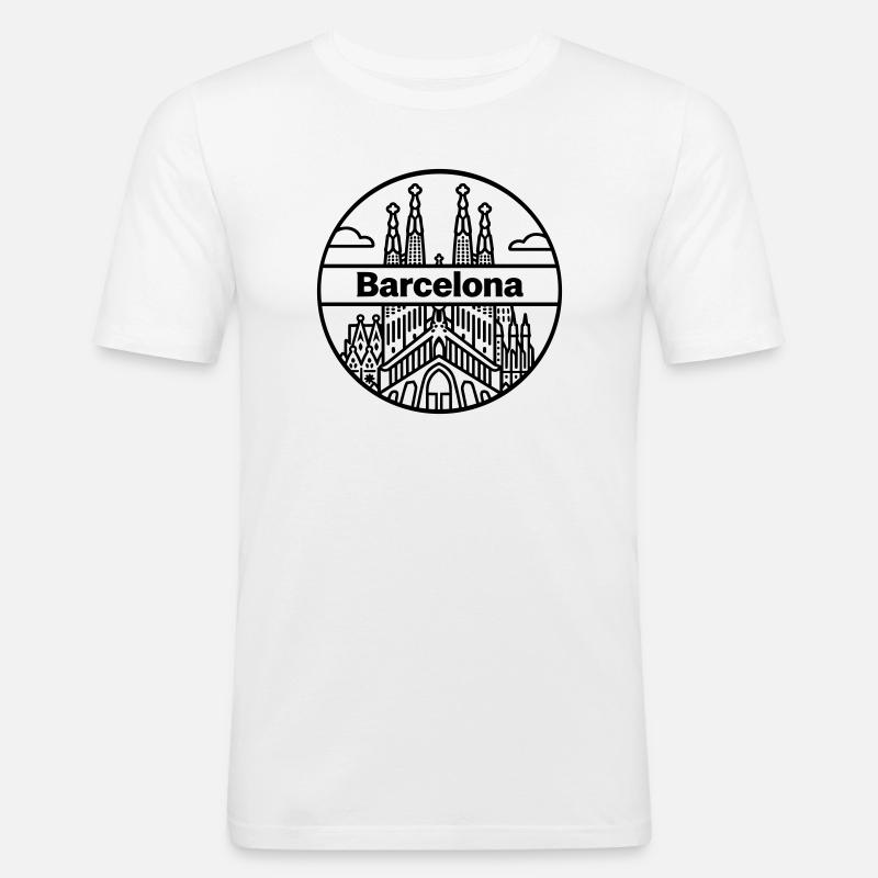 Barcelona - Männer Slim Fit T-Shirt - Weiß