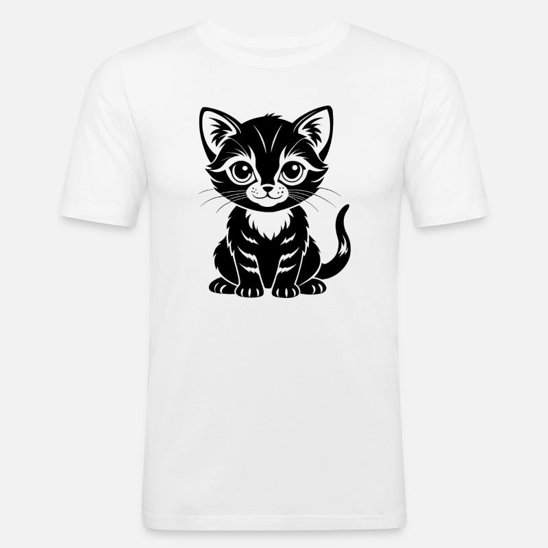 Süße Katze - Männer Slim Fit T-Shirt - Weiß