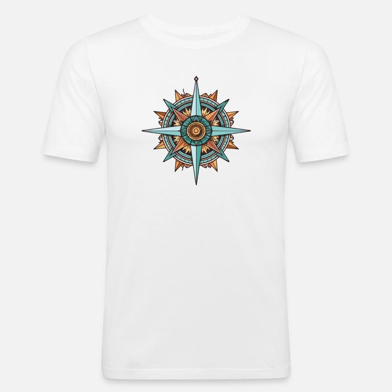 Kompass Reise - Männer Slim Fit T-Shirt - Weiß
