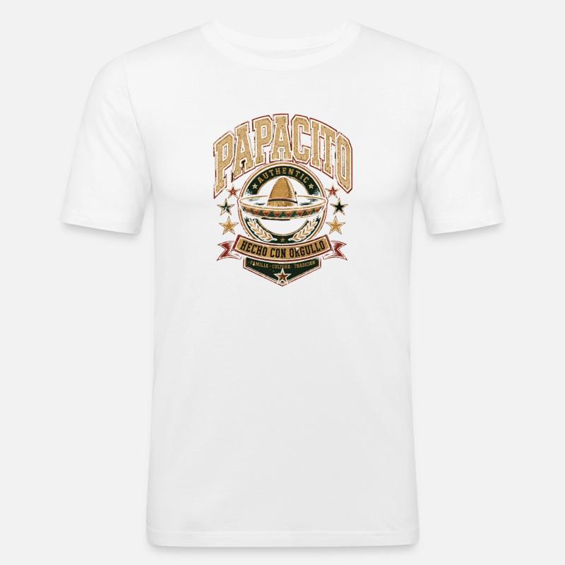 PAPACITO Mexiko Tradition Shirt - Männer Slim Fit T-Shirt - Weiß