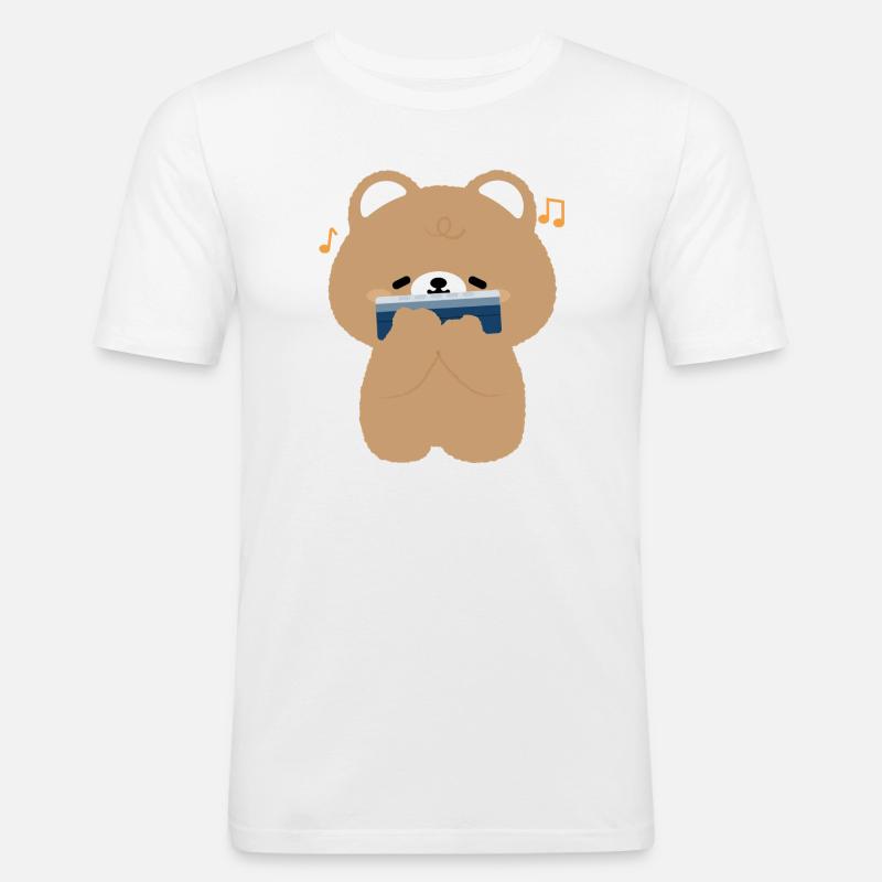 Brown Bear Harmonica - Men's Slim Fit T-Shirt - white