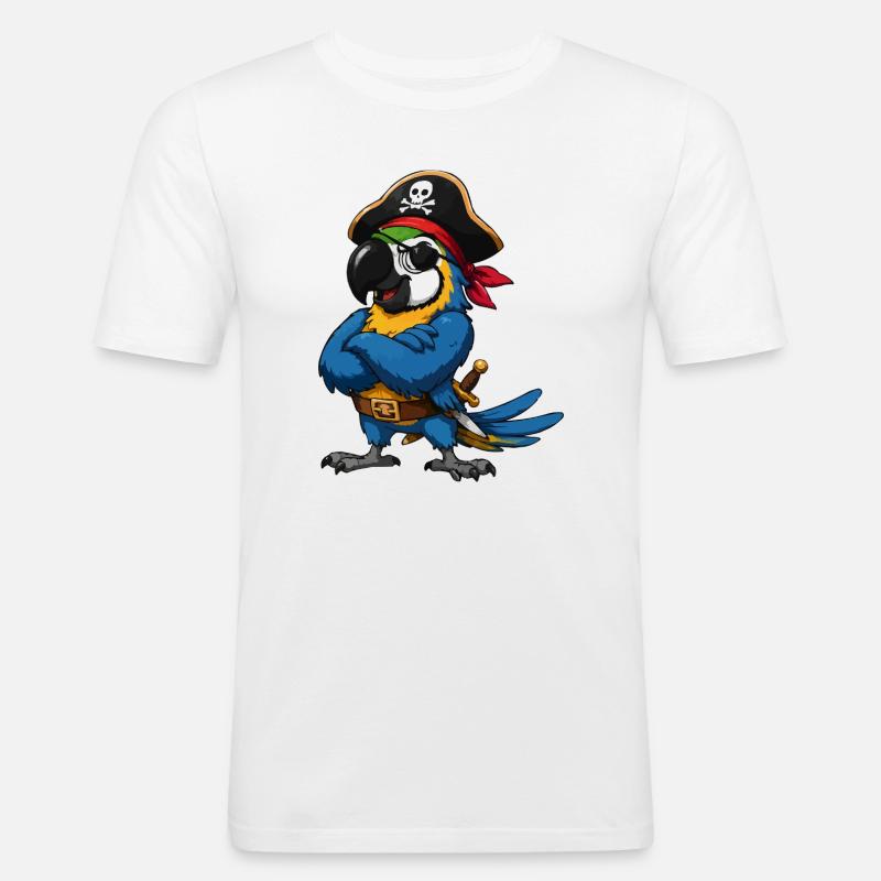 Oiseau pirate avec cache-œil - T-shirt près du corps Homme - blanc