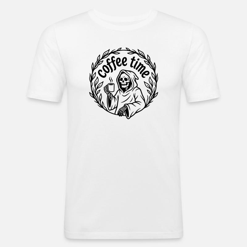 Kaffeezeit - Männer Slim Fit T-Shirt - Weiß