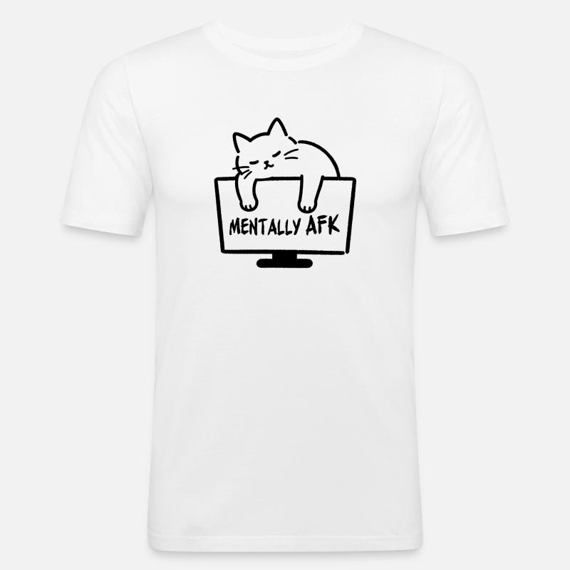 Chatte mental AFK - Männer Slim Fit T-Shirt - Weiß