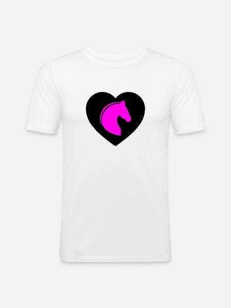 Chevaux - T-shirt près du corps Homme - blanc