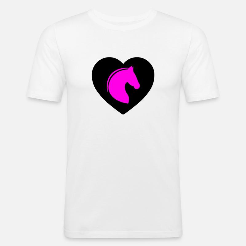 Chevaux - T-shirt près du corps Homme - blanc