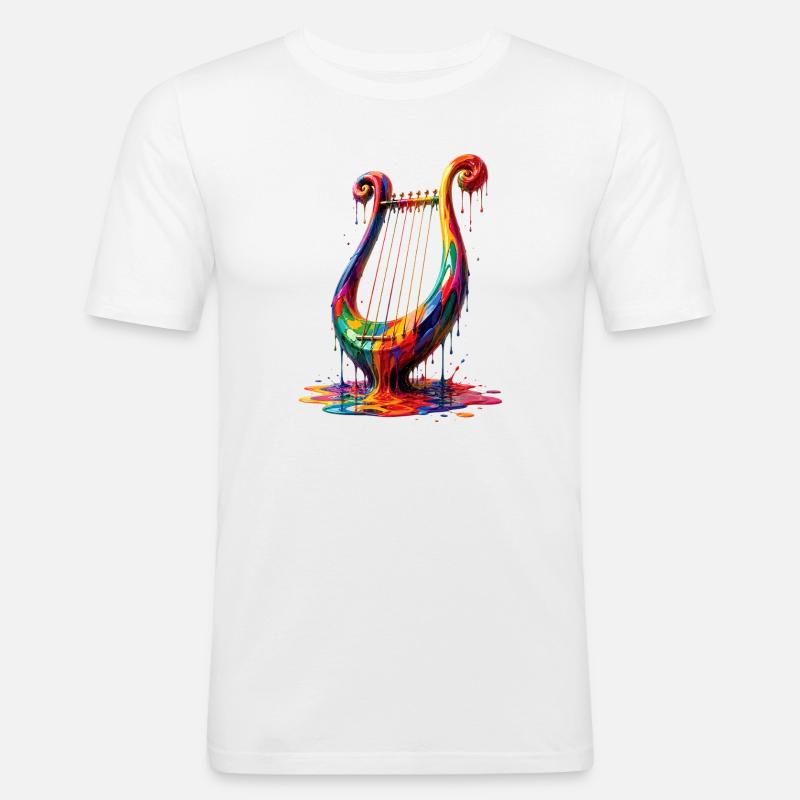 Leier mit tropfender Farbe - Männer Slim Fit T-Shirt - Weiß