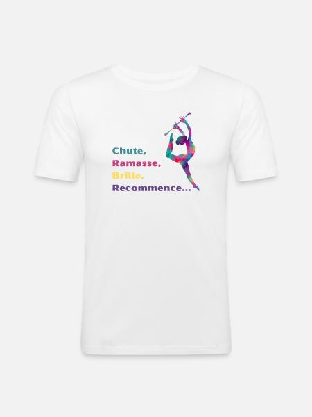 Chute-_Ramasse-_Recommence-- - T-shirt près du corps Homme - blanc