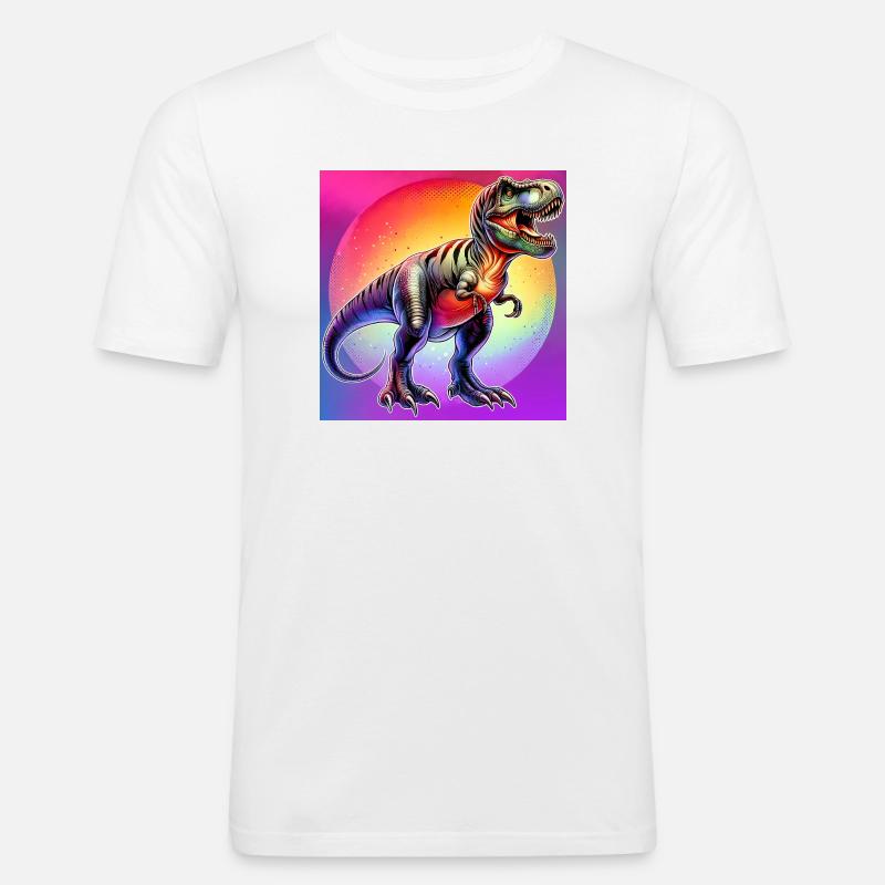 Dinosaurier - Männer Slim Fit T-Shirt - Weiß