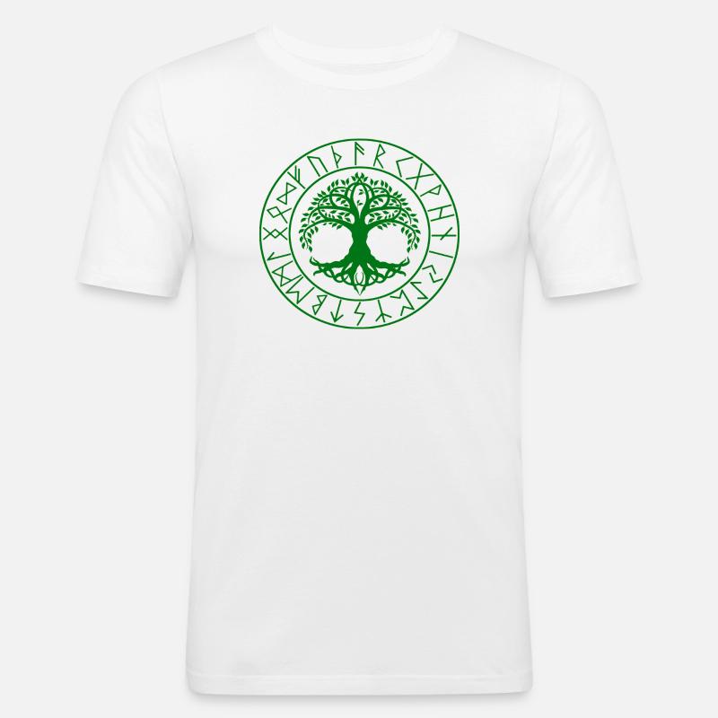 Wikinger Baum Keltischer Knoten - Männer Slim Fit T-Shirt - Weiß
