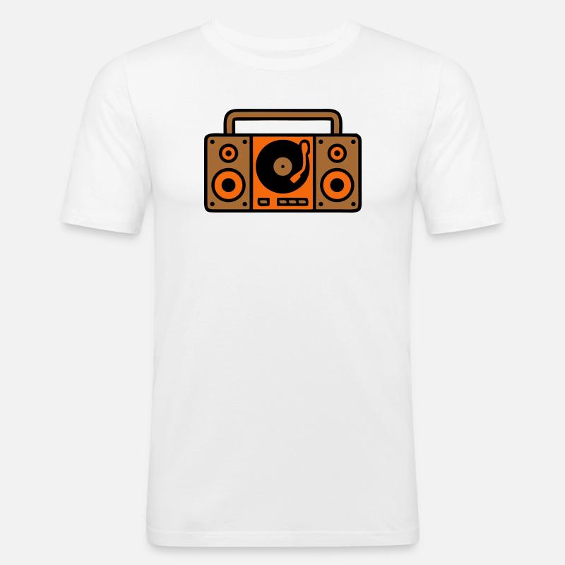 Retro Boombox Ghettoblaster 80er - Männer Slim Fit T-Shirt - Weiß