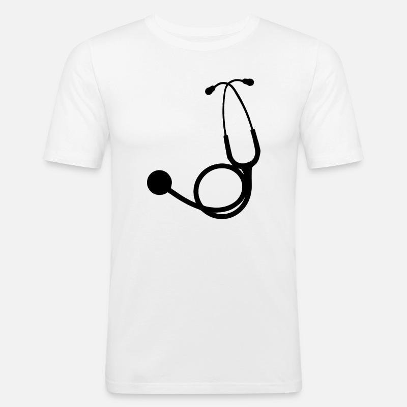 Stethoskop schwarz - Männer Slim Fit T-Shirt - Weiß