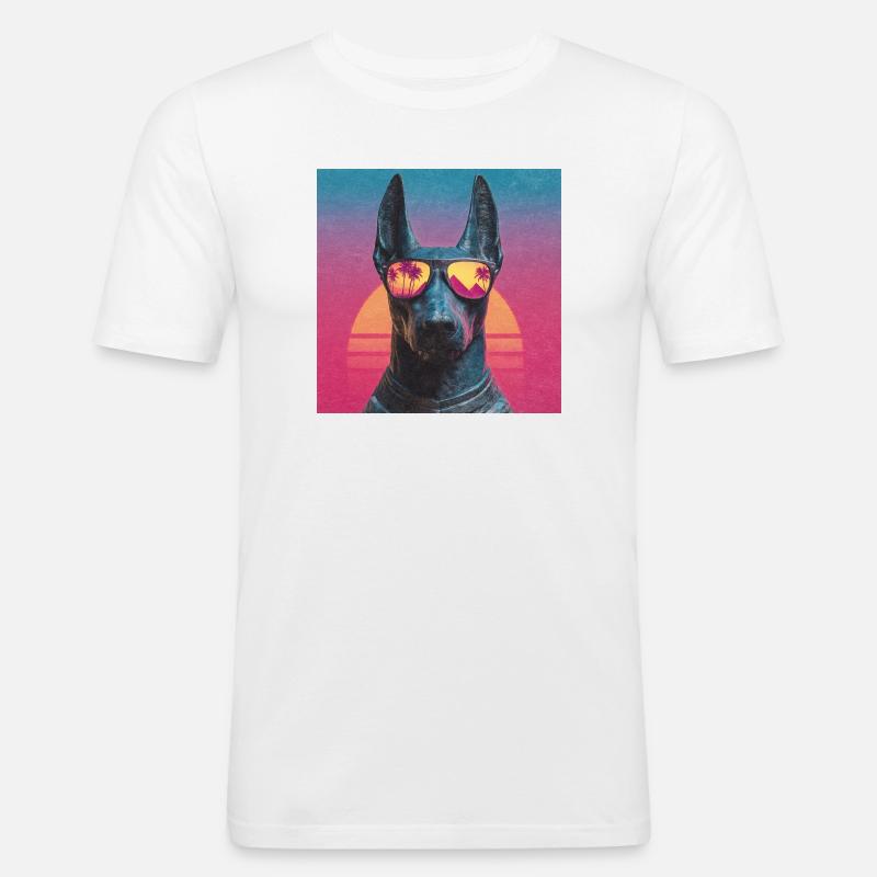 Anubis Synthwave - Gott auf Urlaub - Männer Slim Fit T-Shirt - Weiß