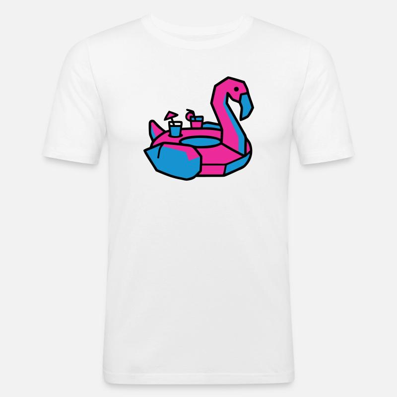 Flamingo Schwimmtier Pool Party - Männer Slim Fit T-Shirt - Weiß