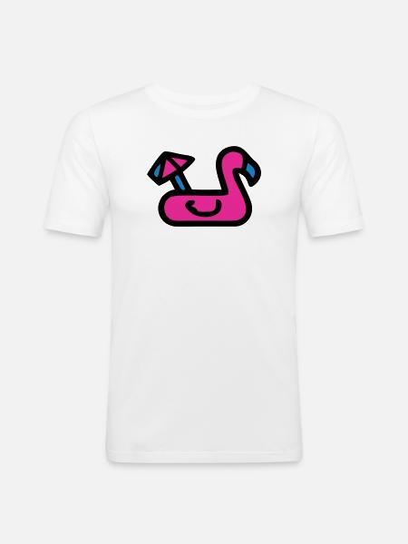 Flamingo Air Mattress Retro - Men's Slim Fit T-Shirt - white