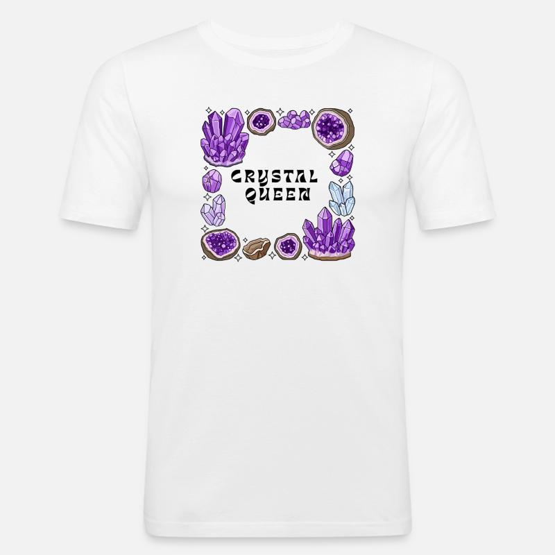 Amnetyst Crystal Geode Circle - Men's Slim Fit T-Shirt - white