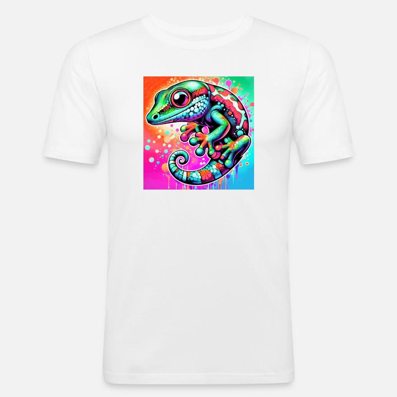 Gecko - Männer Slim Fit T-Shirt - Weiß
