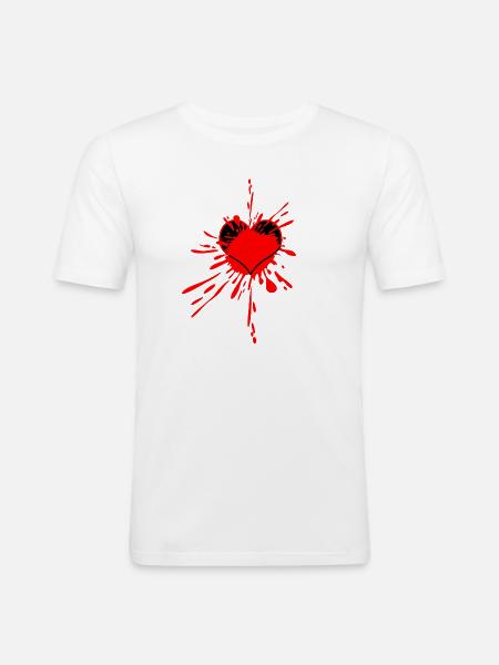 Red Heart Splatter Art - Men's Slim Fit T-Shirt - white